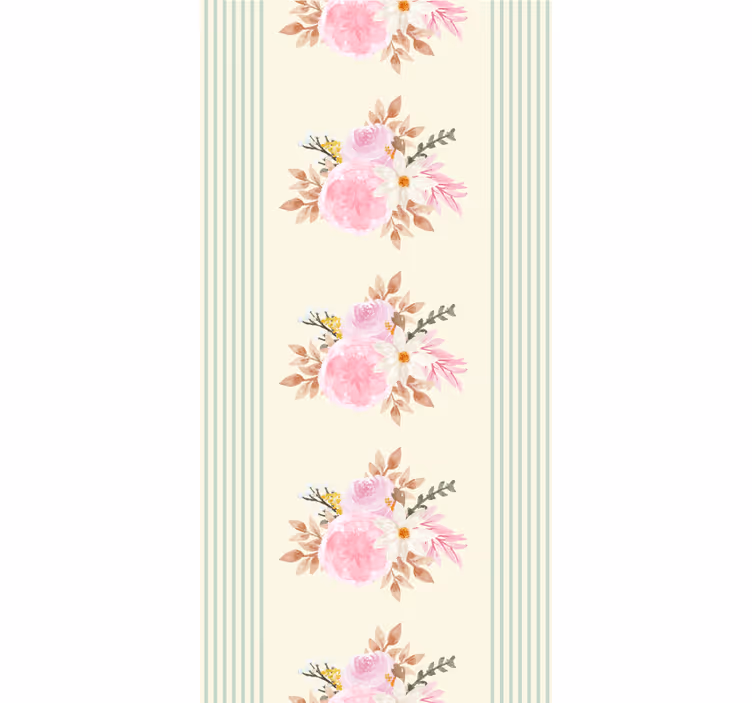 Store enrouleur fleurs motif rayé provincial français - TenStickers