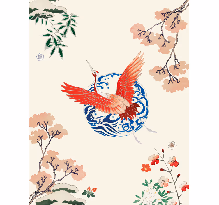 Store enrouleur fleurs et plantes floraison de grue volante - TenStickers