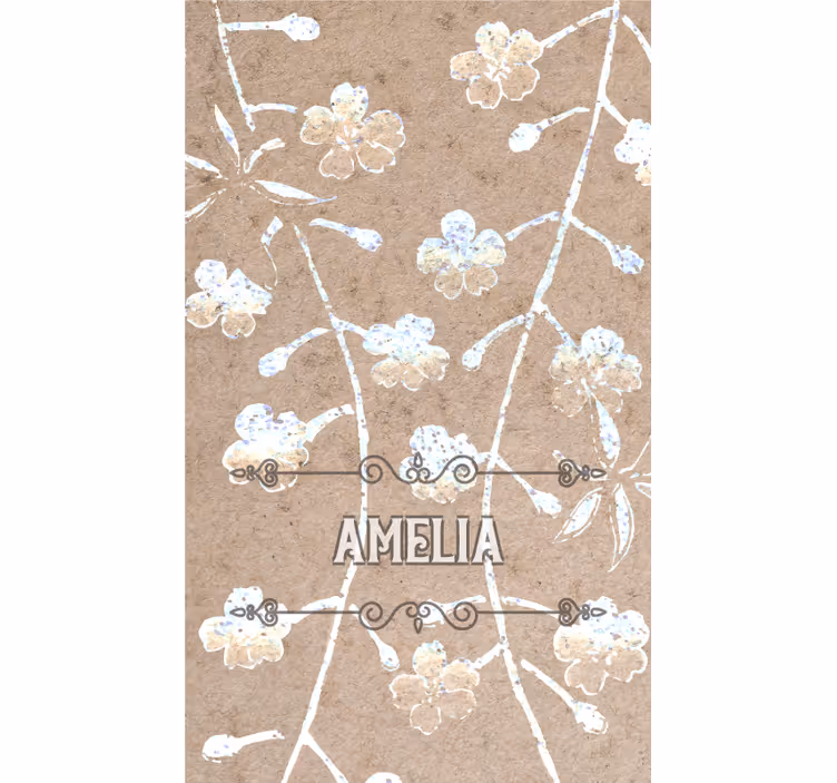 Store enrouleur chambre couple motif floral beige avec nom - TenStickers