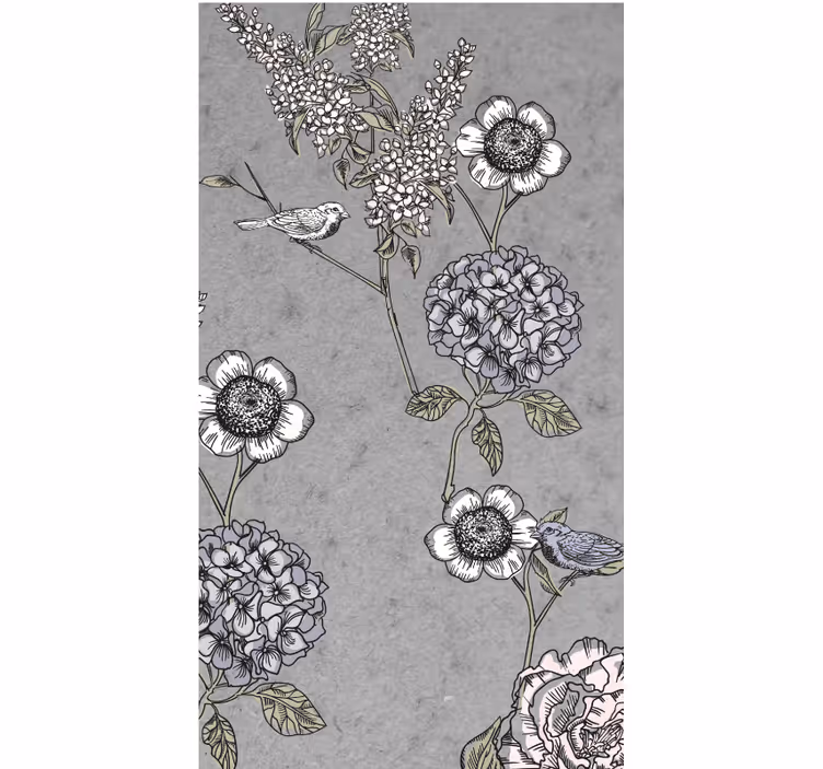 Store enrouleur fleurs et plantes motif doux gris - TenStickers