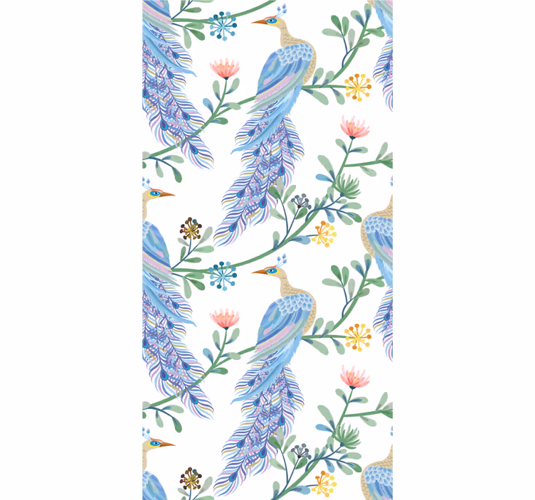 Store enrouleur fleurs et plantes paon avec des fleurs - TenStickers