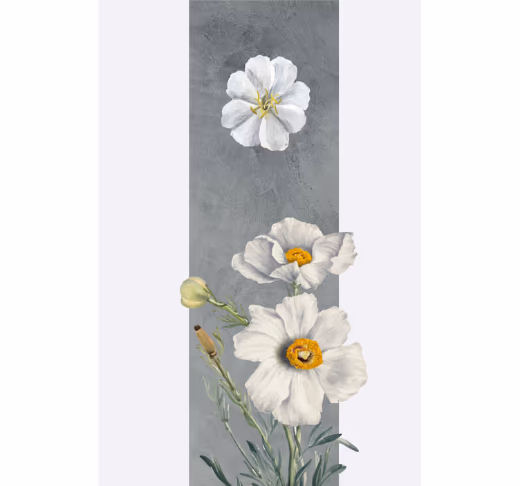 Store enrouleur fleurs et plantes bouquet blanc - TenStickers
