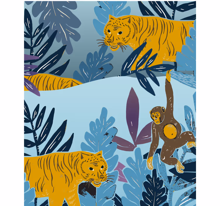 Store enrouleur chambre enfant tigres et singes - TenStickers