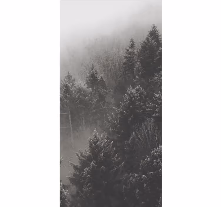 Store enrouleur arbre silhouette de forêt grise - TenStickers