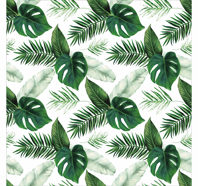 Store salon dessin de feuilles tropicales verts - TenStickers