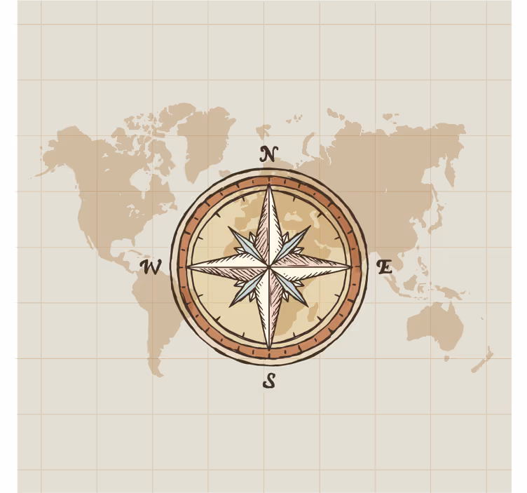 Store carte du monde cartographie vintage et boussole - TenStickers