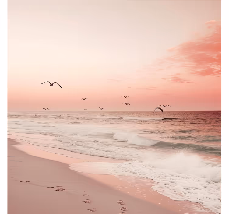 Store romantique ciel rose avec des oiseaux - TenStickers