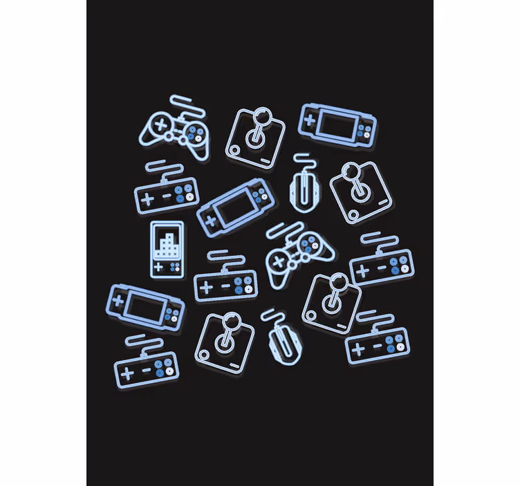 Store enrouleur geek manettes bleues - TenStickers