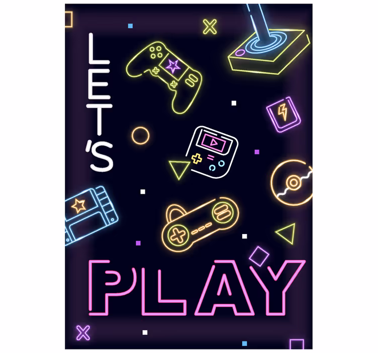 Store enrouleur gamer contrôles au néon - TenStickers