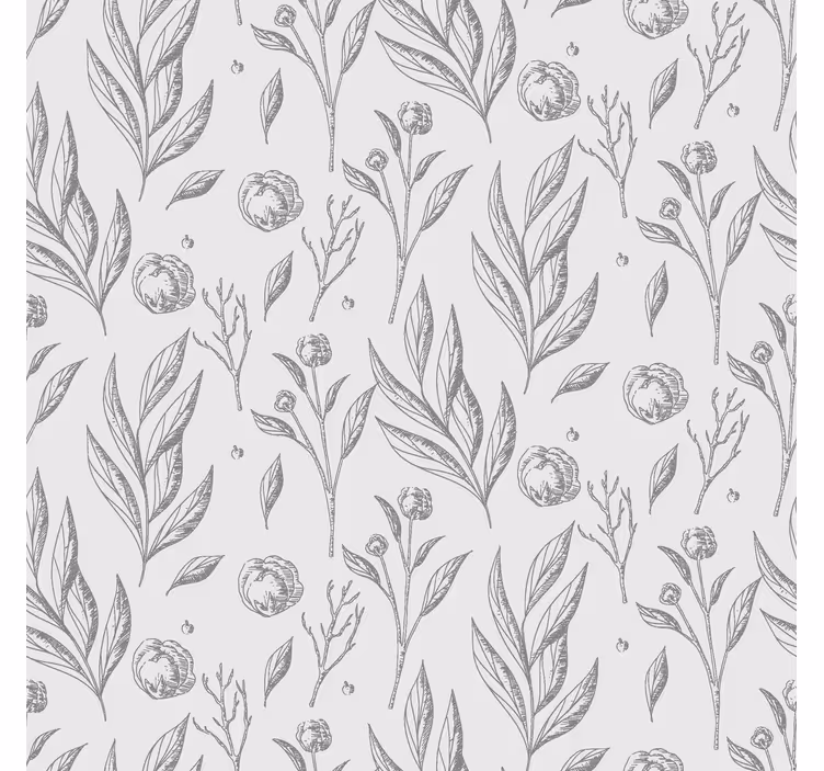 Store enrouleur scandinave motif floral gris - TenStickers