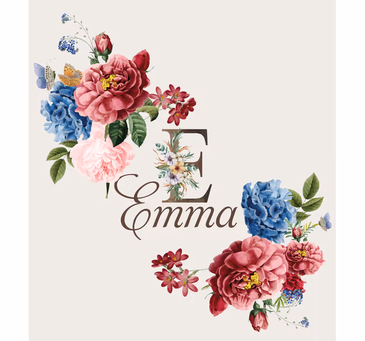 Store enrouleur floral personnalisé avec initiale - TenStickers