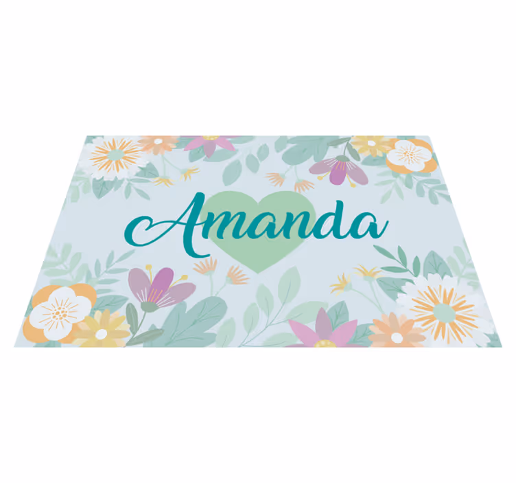 Set de table avec prénom cœur de fleurs amanda - TenStickers