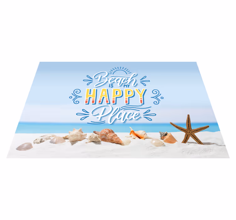 Set de table design citation mon endroit heureux à la plage - TenStickers