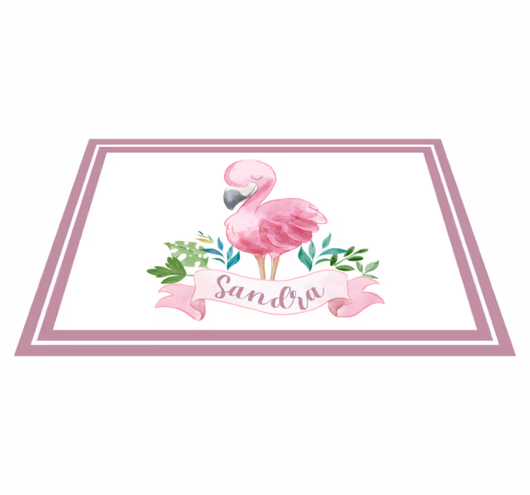 Set de table avec prénom flamant rose avec ruban - TenStickers