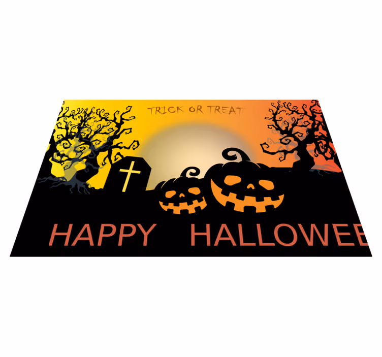 sets de table d'halloween cimetière citrouille - TenStickers