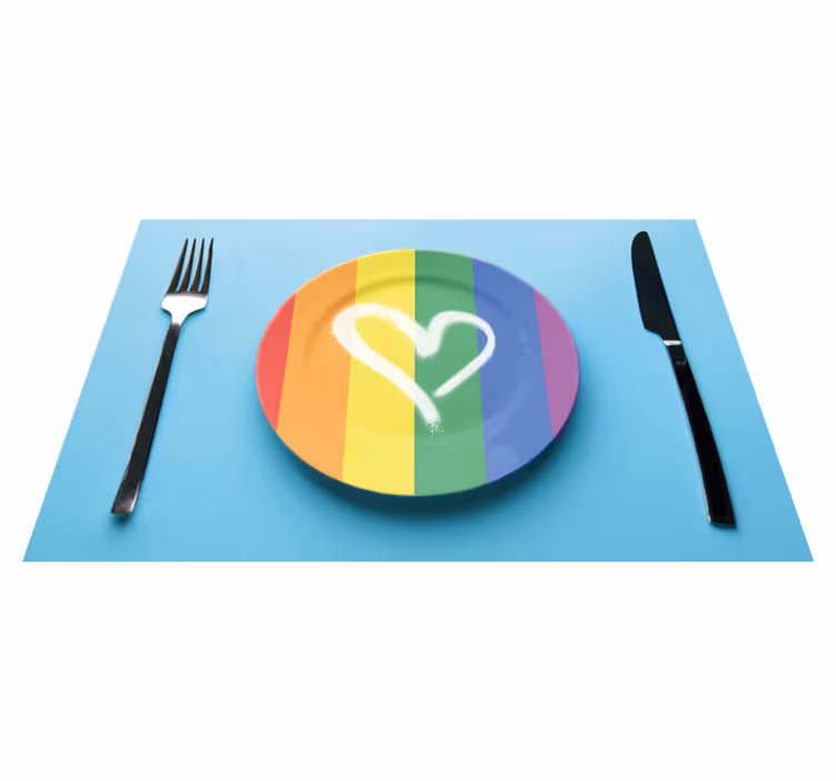 Set de table original assiette cœur arc-en-ciel - TenStickers