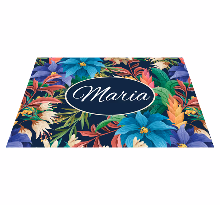 Set de table avec prénom plat floral personnalisé - TenStickers