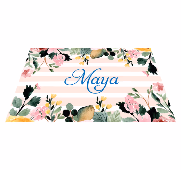 Set de table avec prénom floral personnalisé - TenStickers