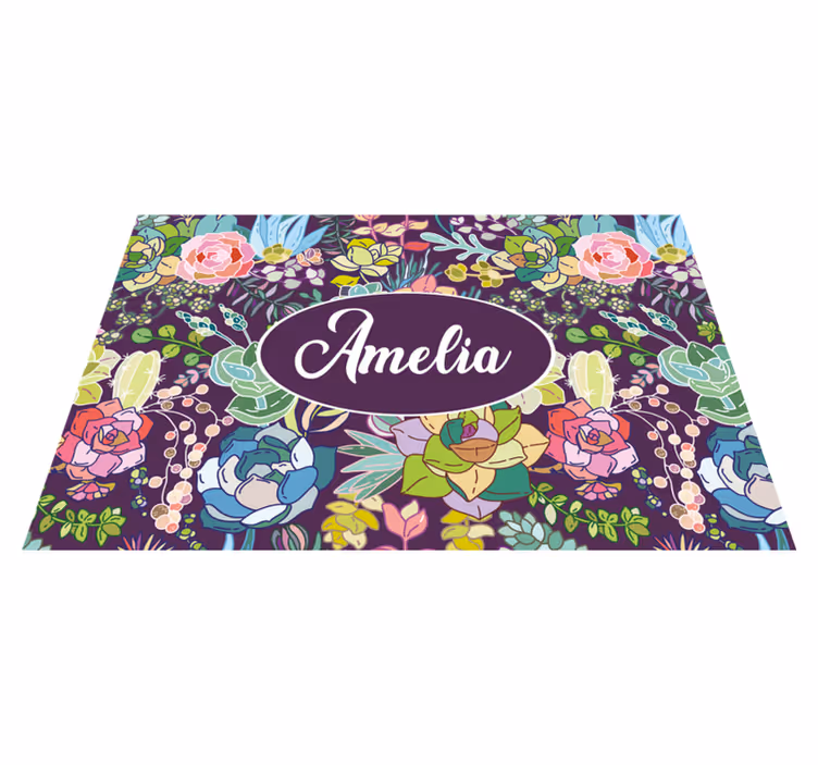 Set de table avec prénom art floral personnalisé - TenStickers