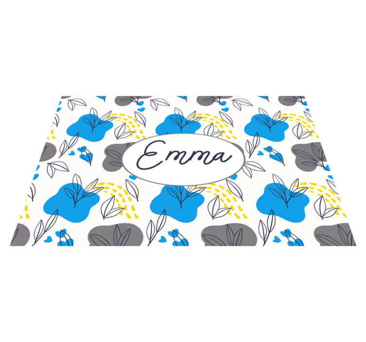Set de table avec prénom arrangement de fleurs personnalisé - TenStickers