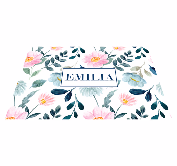 Set de table avec prénom fleuri personnalisé - TenStickers