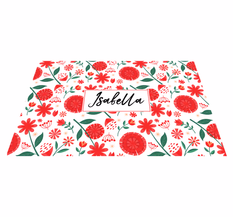 Set de table avec prénom œuvre florale - TenStickers