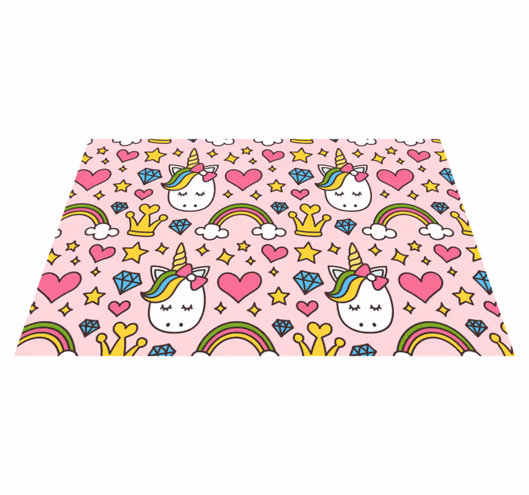 Set de table arcs-en-ciel et licornes diamants - TenStickers
