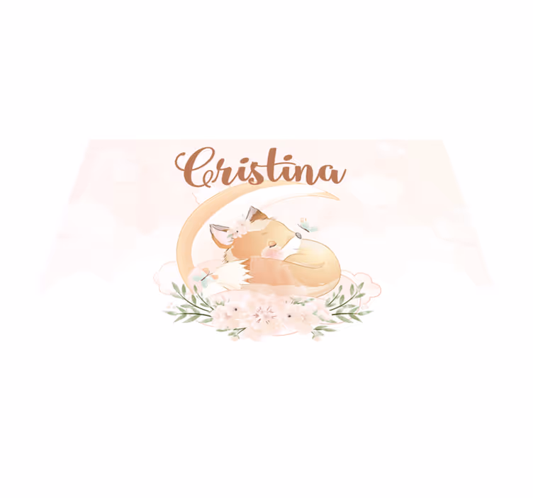 Set de table avec prénom illustration renard mignon - TenStickers