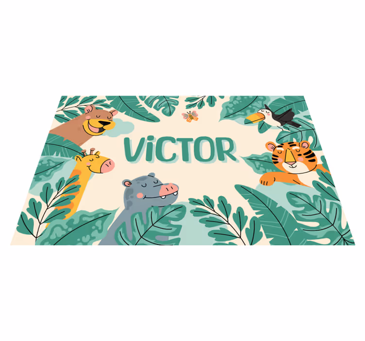 Set de table animaux de la jungle avec prénom - TenStickers