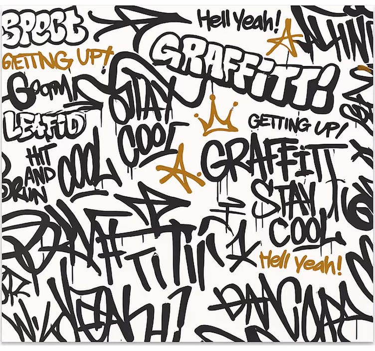 Tapisserie chambre ado graffitis en noir et blanc - TenStickers