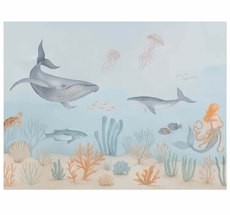 Tapisserie chambre ado vie aquatique pastel - TenStickers