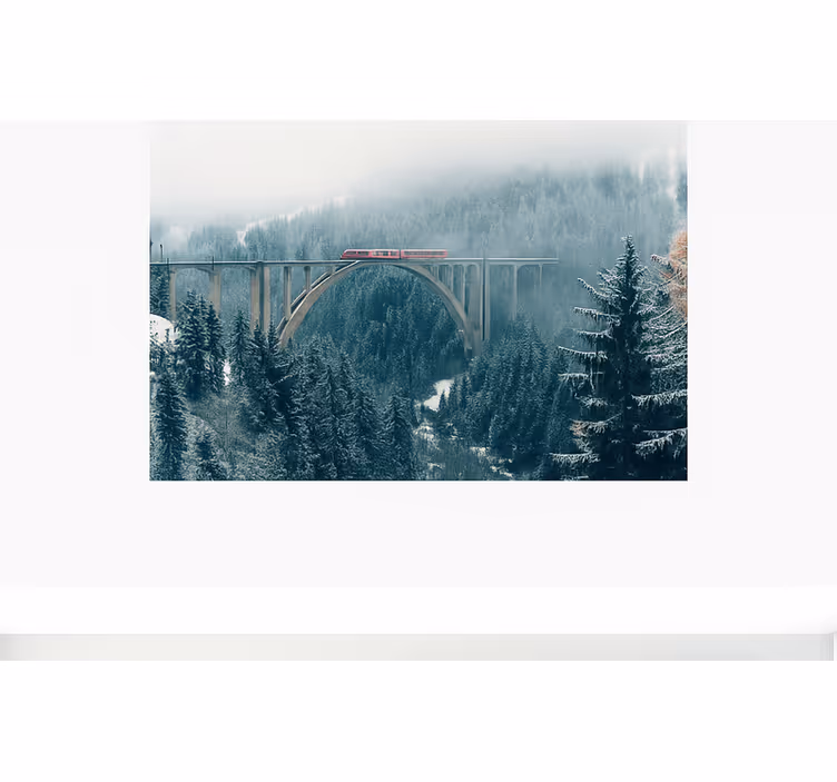 Tapisserie montagne train traversant les alpes suisses - TenStickers