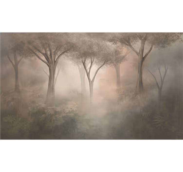 Papier peint forêt bois sepia brumeux - TenStickers