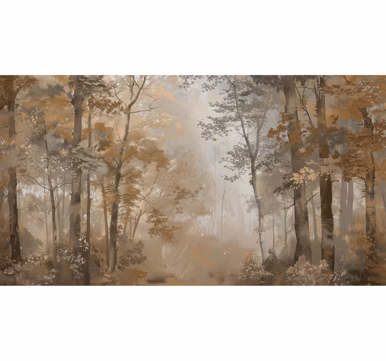 Papier peint forêt bosquet d'automne doré - TenStickers