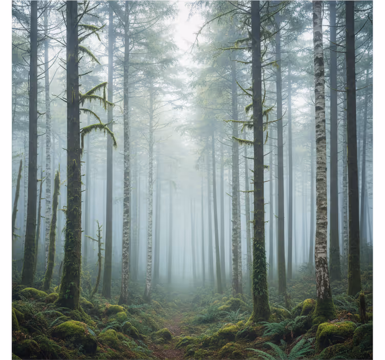 Papier peint forêt brume atmosphérique - TenStickers
