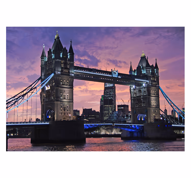 Tapisserie murale Londres pont au crépuscule - TenStickers