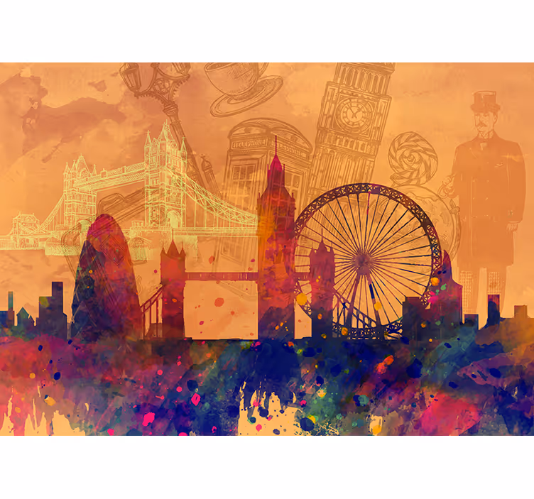 Tapisserie murale Londres silhouette historique - TenStickers