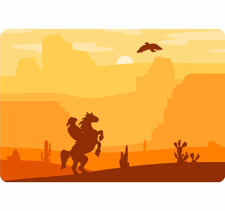 Tapisserie désert paysage de cowboy portable - TenStickers