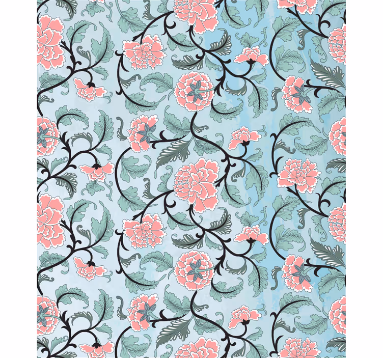 Tapisserie salle de bain fleurs japonaises autocollante - TenStickers