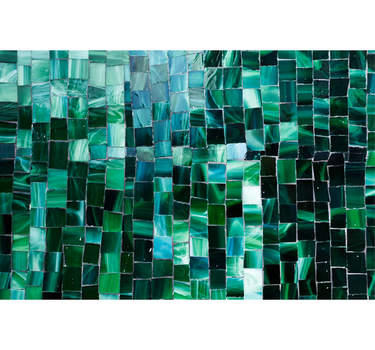 Tapisserie salle de bain carrelage mosaïque verte dégradé - TenStickers
