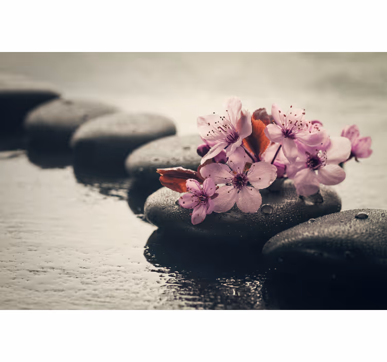 Tapisserie salle de bain fleurs zen - TenStickers