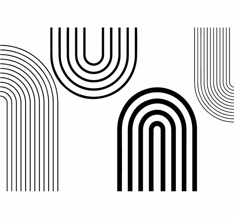 Tapisserie blanc arcs noirs fins minimalistes - TenStickers