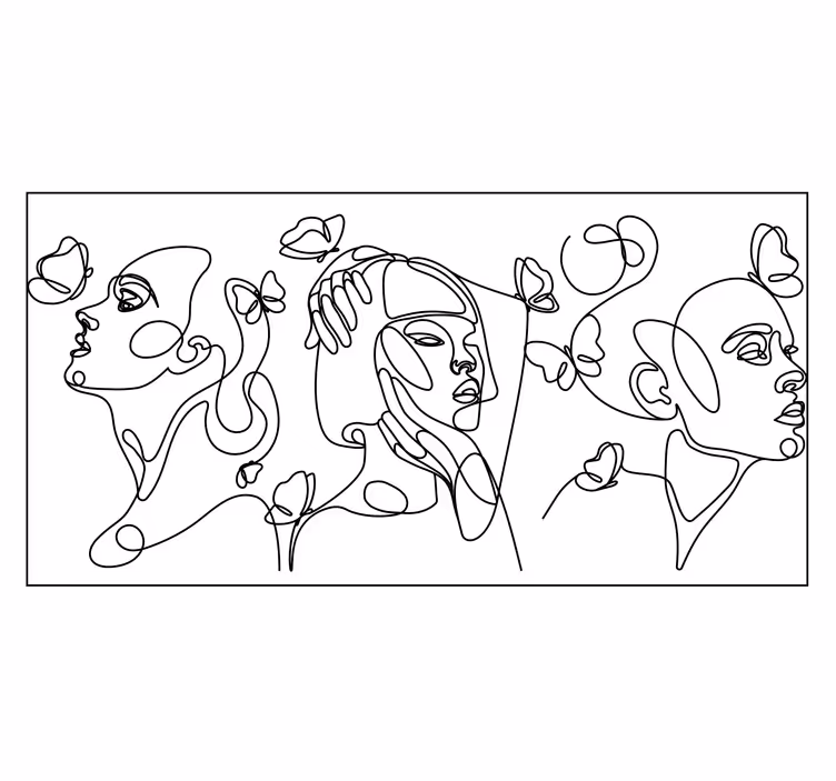 Tapisserie blanc silhouette de trois femmes 3 - TenStickers