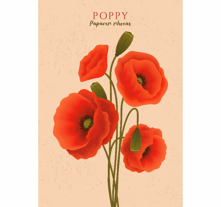 Tapisserie beige coquelicots - TenStickers