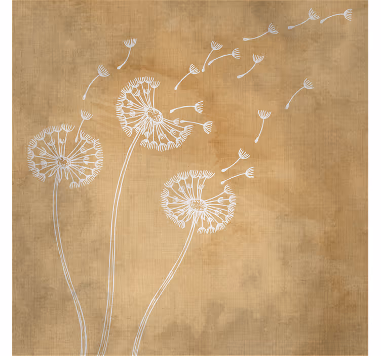 Tapisserie beige pissenlits avec et sans pétales - TenStickers
