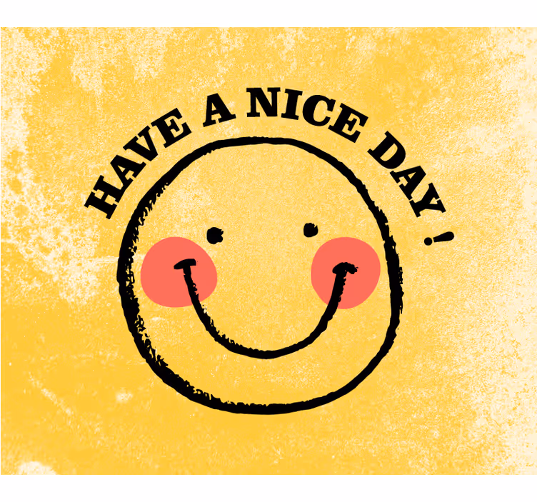 Tapisserie jaune design visage souriant joyeux - TenStickers