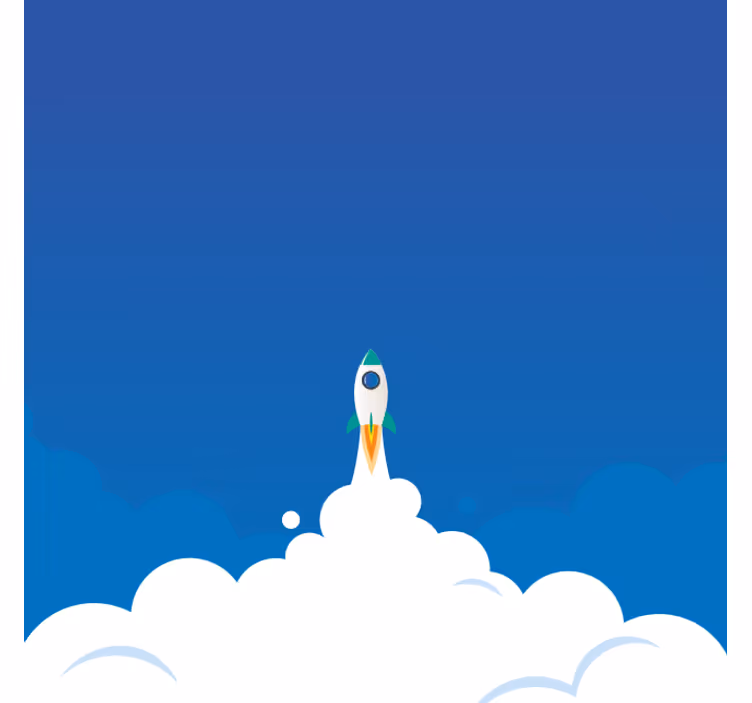 Tapisserie bleu fusée de cartoon vers l'espace - TenStickers