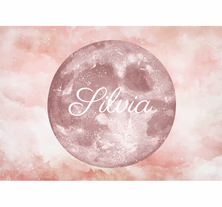 Tapisserie murale rose lune avec prénom - TenStickers