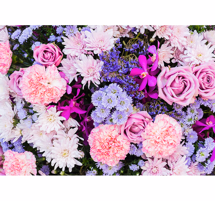 Tapisserie murale rose fleurs colorées - TenStickers