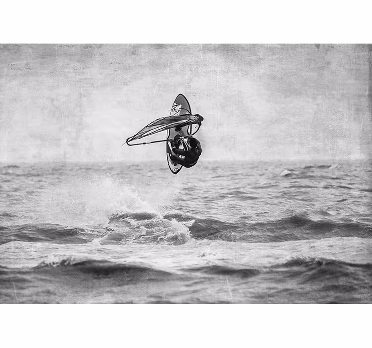 Tapisserie gris windsurf noir et blanc - TenStickers